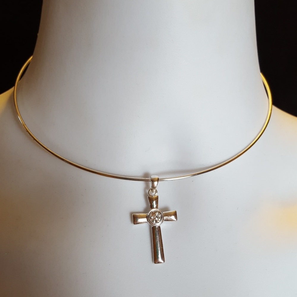choker cross cable CRYSTAL necklace